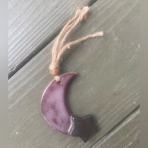 Moon and Star Ceramic ornament or pendant